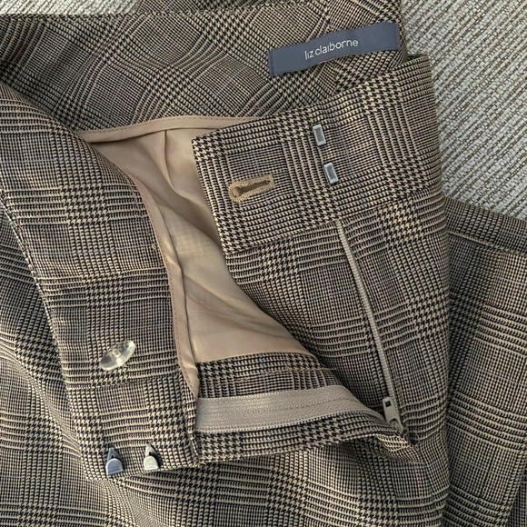 Petite 6 lined pants trousers brown plaid - Picture 5 of 7